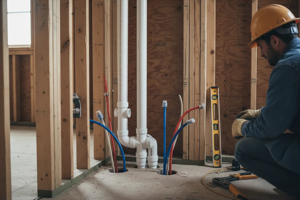 Drain and supply rough-in during Drain Cleaning in Beltsville